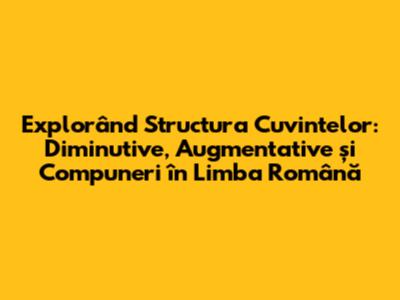 Explorând Structura Cuvintelor: Diminutive, Augmentative și Compuneri în Limba Română