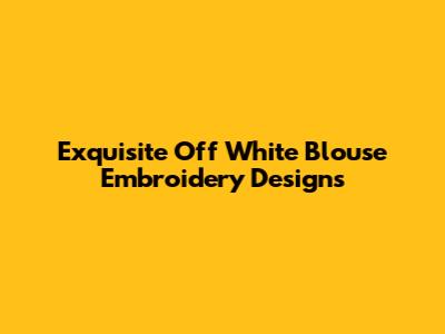 Exquisite Off White Blouse Embroidery Designs