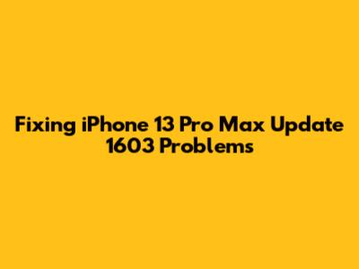 Fixing iPhone 13 Pro Max Update 1603 Problems