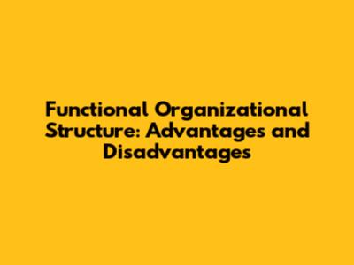 Functional Organizational Structure: Advantages and Disadvantages