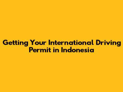 Getting Your International Driving Permit in Indonesia