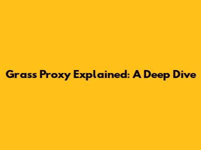 Grass Proxy Explained: A Deep Dive