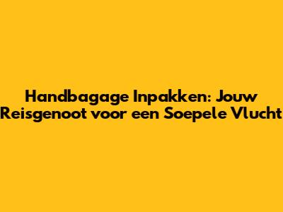 Handbagage Inpakken: Jouw Reisgenoot voor een Soepele Vlucht