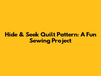 Hide & Seek Quilt Pattern: A Fun Sewing Project