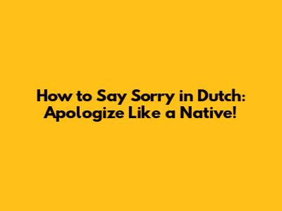 How to Say Sorry in Dutch: Apologize Like a Native!