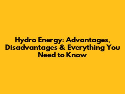 Hydro Energy: Advantages, Disadvantages & Everything You Need to Know