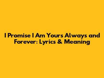 I Promise I Am Yours Always and Forever: Lyrics & Meaning