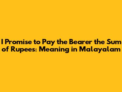 I Promise to Pay the Bearer the Sum of Rupees: Meaning in Malayalam
