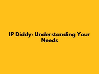 IP Diddy: Understanding Your Needs