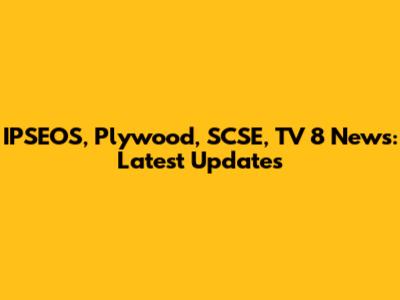 IPSEOS, Plywood, SCSE, TV 8 News: Latest Updates