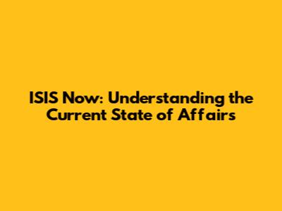 ISIS Now: Understanding the Current State of Affairs