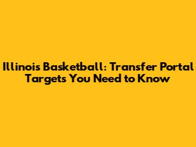 Illinois Basketball: Transfer Portal Targets You Need to Know