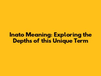 Inato Meaning: Exploring the Depths of this Unique Term