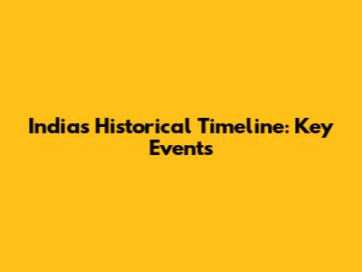 India's Historical Timeline: Key Events