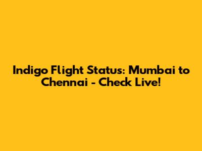 Indigo Flight Status: Mumbai to Chennai - Check Live!