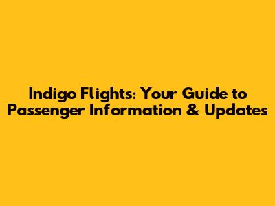 Indigo Flights: Your Guide to Passenger Information & Updates
