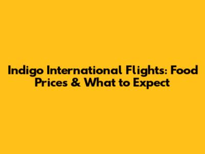 Indigo International Flights: Food Prices & What to Expect