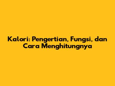 Kalori: Pengertian, Fungsi, dan Cara Menghitungnya