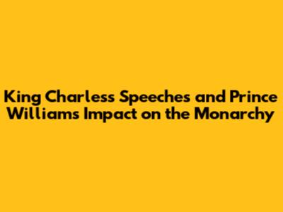 King Charles's Speeches and Prince William's Impact on the Monarchy