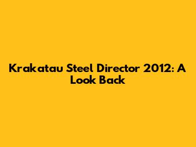 Krakatau Steel Director 2012: A Look Back