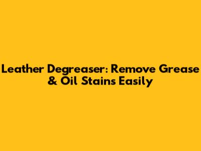 Leather Degreaser: Remove Grease & Oil Stains Easily