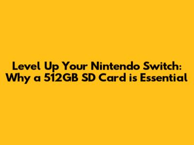 Level Up Your Nintendo Switch: Why a 512GB SD Card is Essential