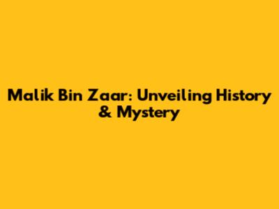 Malik Bin Zaar: Unveiling History & Mystery