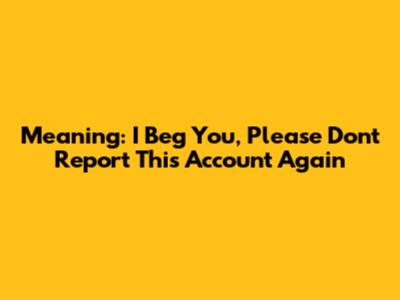 Meaning: "I Beg You, Please Don't Report This Account Again"