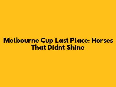 Melbourne Cup Last Place: Horses That Didn't Shine