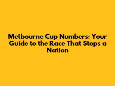 Melbourne Cup Numbers: Your Guide to the Race That Stops a Nation