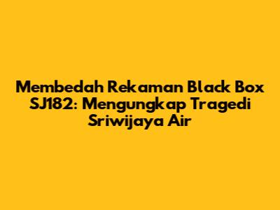 Membedah Rekaman Black Box SJ182: Mengungkap Tragedi Sriwijaya Air