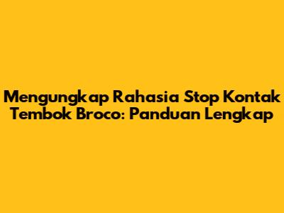 Mengungkap Rahasia Stop Kontak Tembok Broco: Panduan Lengkap