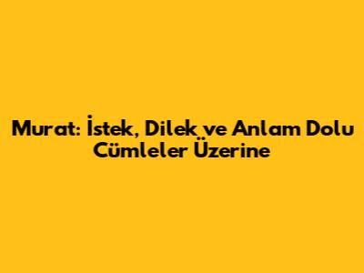 Murat: İstek, Dilek ve Anlam Dolu Cümleler Üzerine