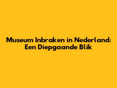 Museum Inbraken in Nederland: Een Diepgaande Blik
