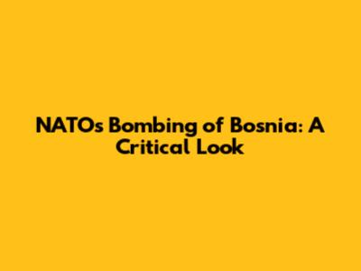 NATO's Bombing of Bosnia: A Critical Look