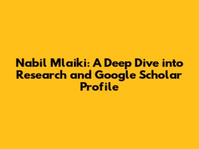 Nabil Mlaiki: A Deep Dive into Research and Google Scholar Profile