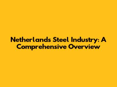 Netherlands Steel Industry: A Comprehensive Overview