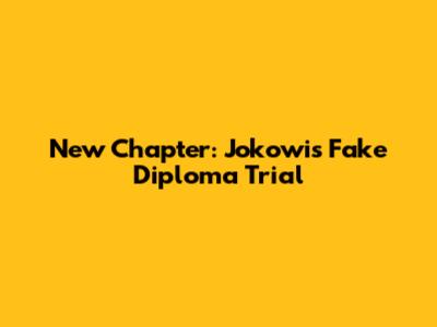 New Chapter: Jokowi's Fake Diploma Trial