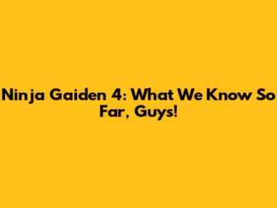 Ninja Gaiden 4: What We Know So Far, Guys!