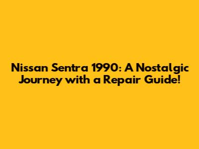 Nissan Sentra 1990: A Nostalgic Journey with a Repair Guide!
