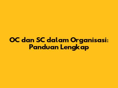 OC dan SC dalam Organisasi: Panduan Lengkap