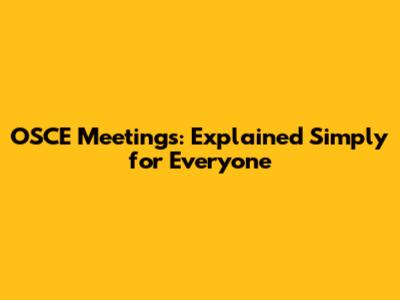 OSCE Meetings: Explained Simply for Everyone