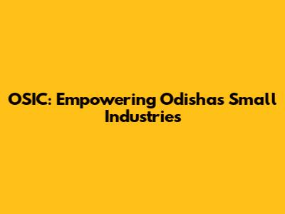 OSIC: Empowering Odisha's Small Industries