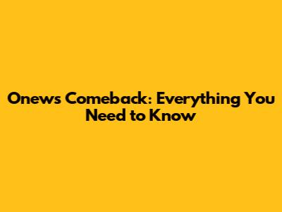 Onew's Comeback: Everything You Need to Know