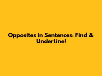 Opposites in Sentences: Find & Underline!