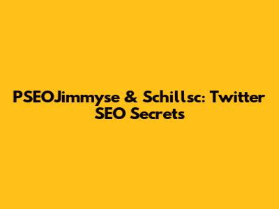 PSEOJimmyse & Schillsc: Twitter SEO Secrets