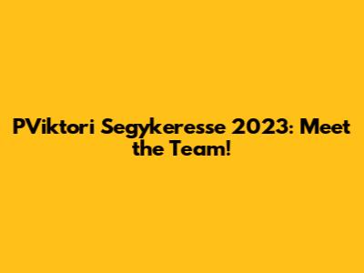 PViktori 'Segykeresse' 2023: Meet the Team!