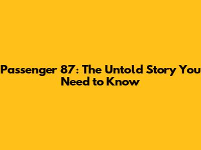 Passenger 87: The Untold Story You Need to Know