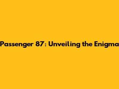 Passenger 87: Unveiling the Enigma
