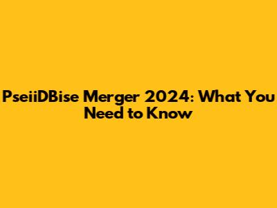 PseiiDBise Merger 2024: What You Need to Know